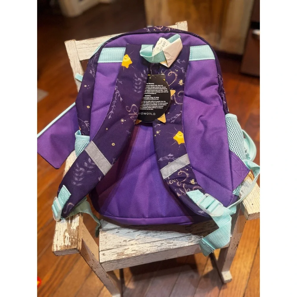 Disney Wish 5 Piece Backpack Set Asha Valentino Purple Teal School Bag NWT